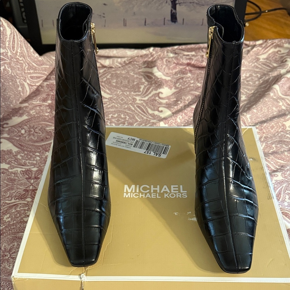Michael Kors Cosmo Glossy Black Ankle Booties​